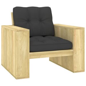 vidaXL Chaise de jardin avec coussins anthracite Bois de pin imprégné