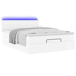 vidaXL Lit ottoman avec matelas & LED blanc pur 140x200cm similicuir