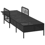 vidaXL Chaise longue avec coussin Noir 157 x 55 x 92cm polyrotin