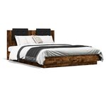 vidaXL Cadre de lit avec LED sans matelas chêne fumé 150x200 cm