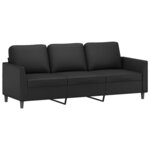 vidaXL Ensemble de canapés 4 Pièces avec coussins Noir Similicuir