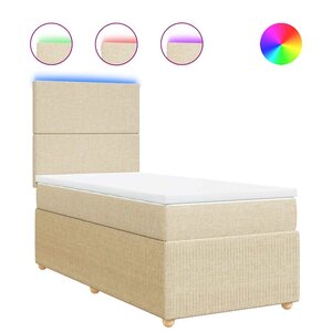 vidaXL Sommier à lattes de lit avec matelas Crème 90x200 cm Tissu