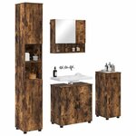 vidaXL Ensemble de mobilier de salle de bain 4 Pièces Chêne fumé