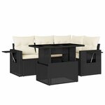 vidaXL Salon de jardin 5 Pièces avec coussins noir résine tressée