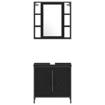 vidaXL Meubles de salle de bain 3 Pièces Noir Bois d'ingénierie