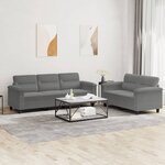vidaXL Ensemble de canapés 2 Pièces coussins gris foncé tissu microfibre