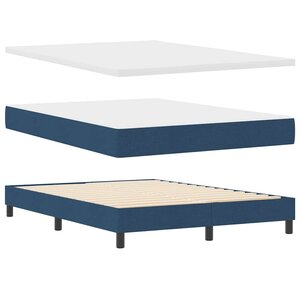 lit à sommier box avec matelas bleu 140x190 cm en tissu
