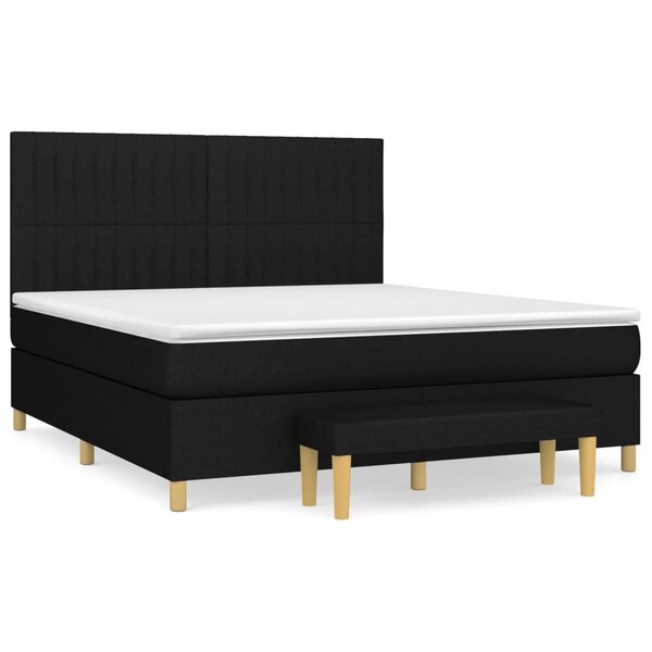 vidaXL Sommier à lattes de lit avec matelas Noir 160x200 cm Tissu