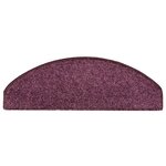 vidaXL Tapis d'escalier 15 pièces 65 x 21 x 4 cm Violet foncé Demi-rond Grand