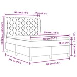 vidaXL Lit à ressorts avec matelas Gris foncé 140 x 190 cm tissu