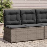 vidaXL Banc de jardin avec coussin Gris Poly rotin