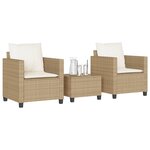 vidaXL Ensemble de bistro 3 Pièces avec coussins beige résine tressée