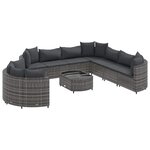 vidaXL Salon de jardin avec coussins 10 Pièces gris résine tressée