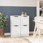 vidaXL Buffets 2 Pièces Blanc brillant 30x30x70 cm Bois d'ingénierie