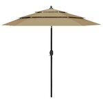 vidaXL Parasol de jardin à 3 niveaux avec mât en aluminium taupe 2 5 m