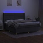 vidaXL Sommier à lattes de lit matelas LED Gris foncé 180x200 cm Tissu
