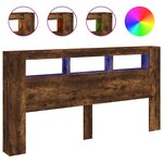 vidaXL Tête de lit à LED chêne fumé 200x18 5x103 5cm bois d'ingénierie