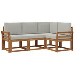 vidaXL Ensemble de canapés d'extérieur 4 pc Gris Naturel et Clair
