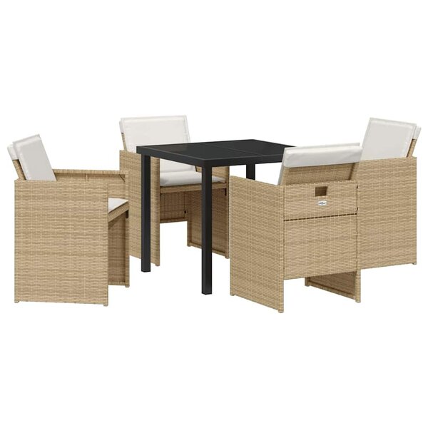 vidaXL Ensemble de salle à manger pour jardin 5 Pièces Beige polyrotin