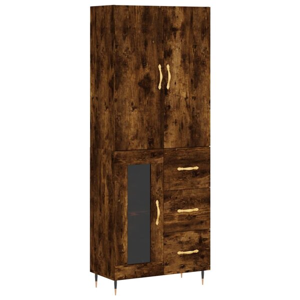vidaXL Buffet haut Chêne fumé 69 5x34x180 cm Bois d'ingénierie