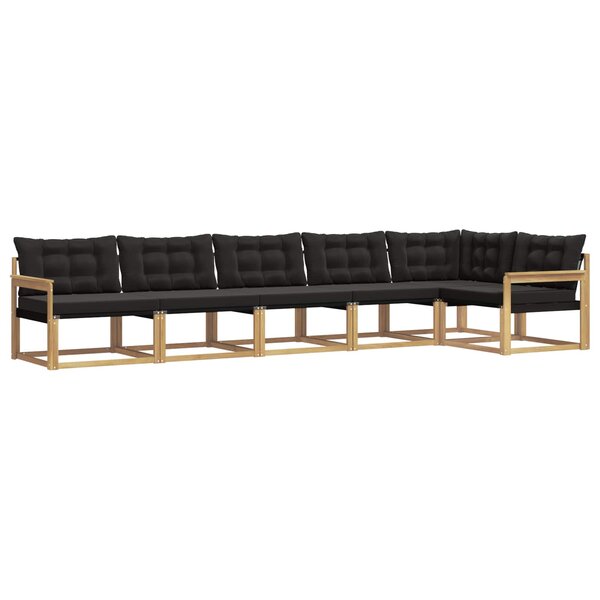 vidaXL Ensemble de canapés d'extérieur 6 Pièces Blanc et noir