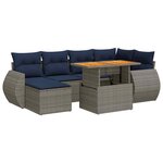 vidaXL Salon de jardin avec coussins 7 Pièces gris résine tressée