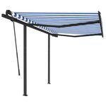 vidaXL Auvent rétractable automatique et poteaux 3x2 5 m Bleu et blanc