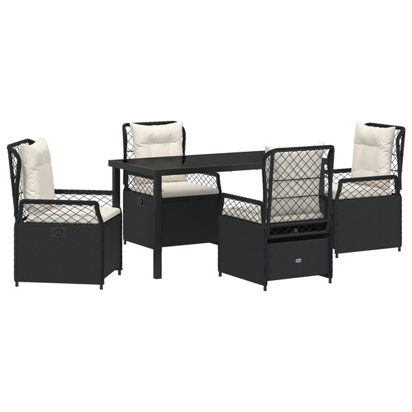 vidaXL Ensemble de Salle à Manger de Jardin 5 Pièces Noir Poly Rattan