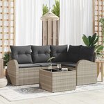 vidaXL Ensemble de canapé de jardin 5 Pièces Gris clair Poly rotin