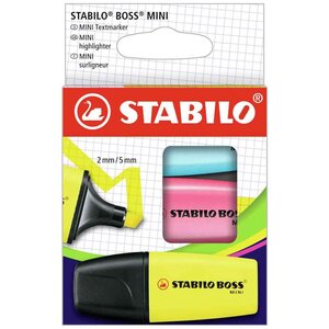 Surligneur boss mini étui en carton de 3 stabilo