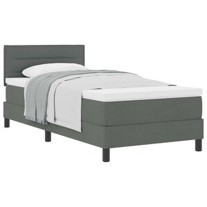 vidaXL Lit à ressorts avec matelas Gris foncé 90 x 200 cm tissu