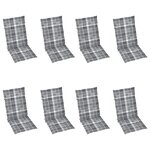vidaXL Chaises inclinables de jardin et coussins lot de 8 Teck solide