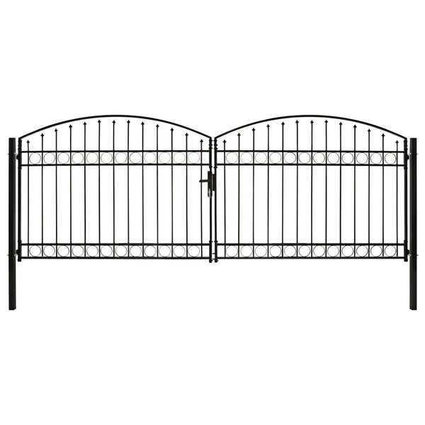 vidaXL Portillon double porte avec dessus arqué Acier 400x150 cm Noir