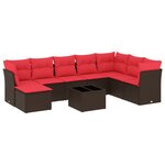 vidaXL Salon de jardin avec coussins 9 Pièces marron résine tressée