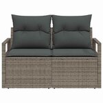 vidaXL Canapé de jardin avec coussin Gris 120 x 62 x 69 cm polyrotin