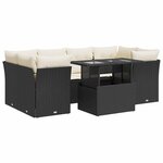 vidaXL Salon de jardin 7 Pièces avec coussins noir résine tressée