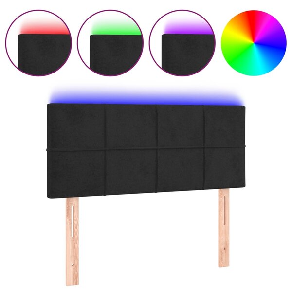 vidaXL Tête de lit à LED Noir 100x5x78/88 cm Velours