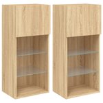 vidaXL Meubles TV avec lumières LED 2 Pièces chêne sonoma 40 5x30x90 cm