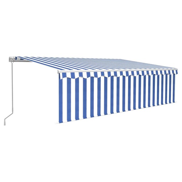 vidaXL Auvent rétractable manuel avec store 5x3 m Bleu et blanc