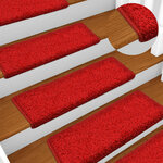 vidaXL Tapis d'escalier 30 pièces 65 x 21 x 4 cm Bordure rectangulaire rouge