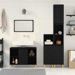 vidaXL Ensemble de mobilier de salle de bain avec stockage 3 Pièces Noir