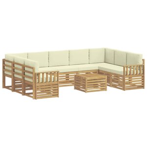 vidaXL Ensemble de canapés d'extérieur 10 pc Blanc et Crème Polyester