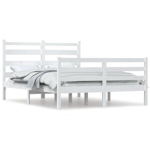 vidaXL Cadre de lit Bois de pin massif 160x200 cm Blanc