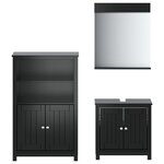 vidaXL Meubles de salle de bain 3 Pièces BERG noir bois de pin massif