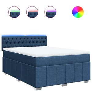 vidaXL Sommier à lattes de lit avec matelas Bleu 140x190 cm Tissu