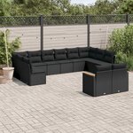 vidaXL Salon de jardin 12 Pièces avec coussins noir résine tressée