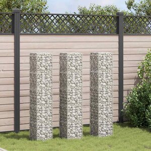 vidaXL Lits surélevés en gabion 3 Pièces 30x30x150 cm Fer