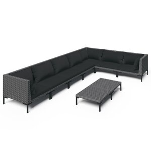 vidaXL Salon de jardin 8 Pièces avec coussins Résine tressée Gris foncé