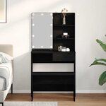 vidaXL Ensemble de table de maquillage LED 2 Pièces Chêne noir
