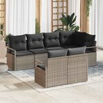 Ensemble de Canapé de Jardin vidaXL 7 Pièces avec Coussins Gris Poly Rattan